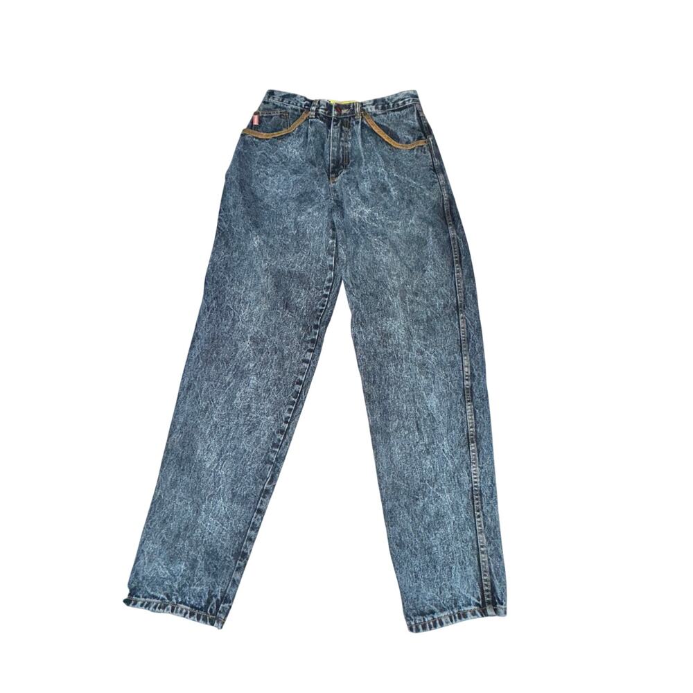 Vtg Sergio Straight Leg Jeans Men's Size 32x34 Indigo Dye Leather Pocket Trim